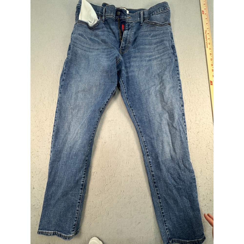 Lucky Brand Jeans Men 36x30 Blue Denim Medium Wash Whiskered Straight Leg Preppy